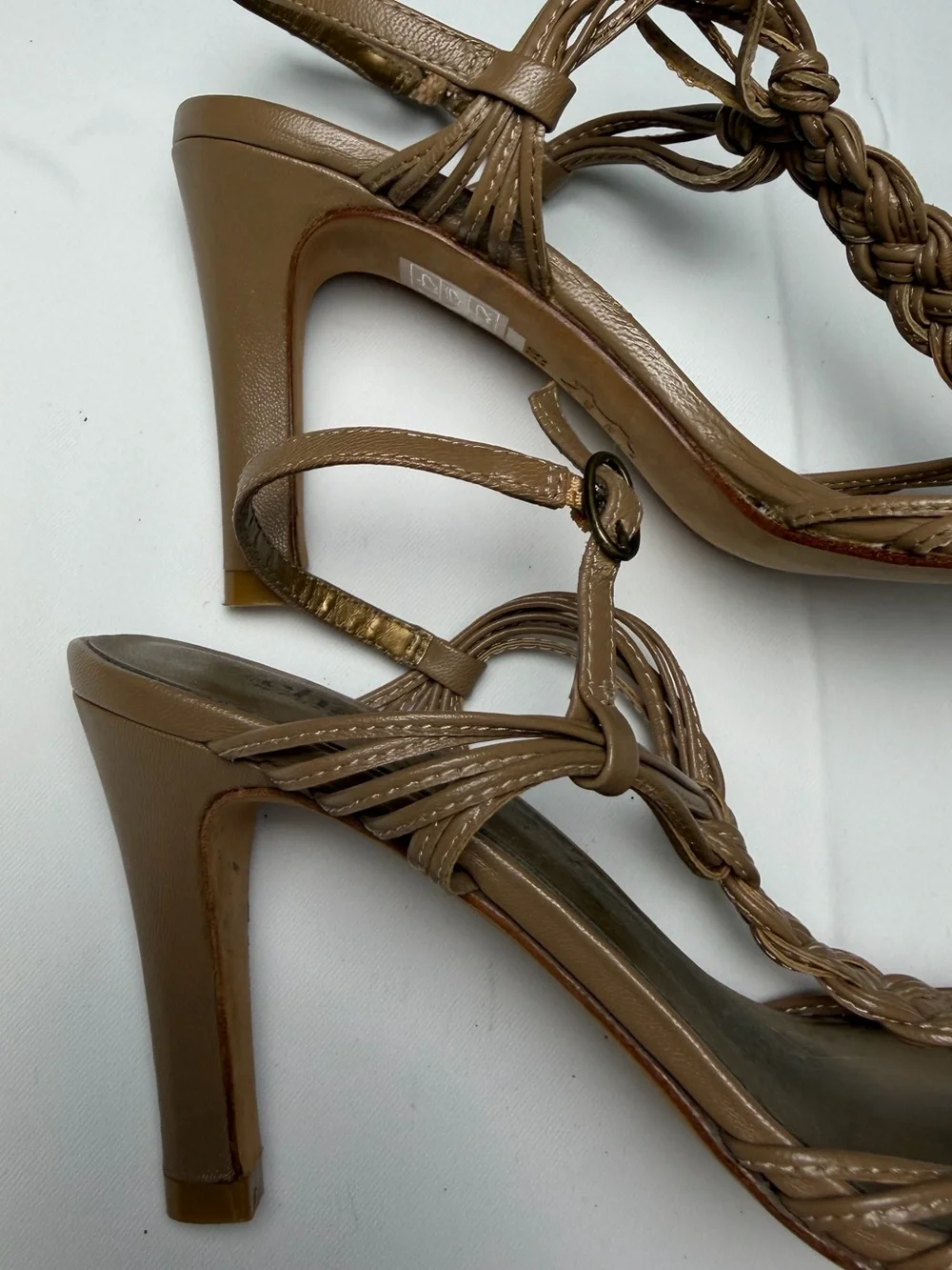 Charles by Charles David Braided Strappy 3” High Heels - Tan /Brown - Elegant 6